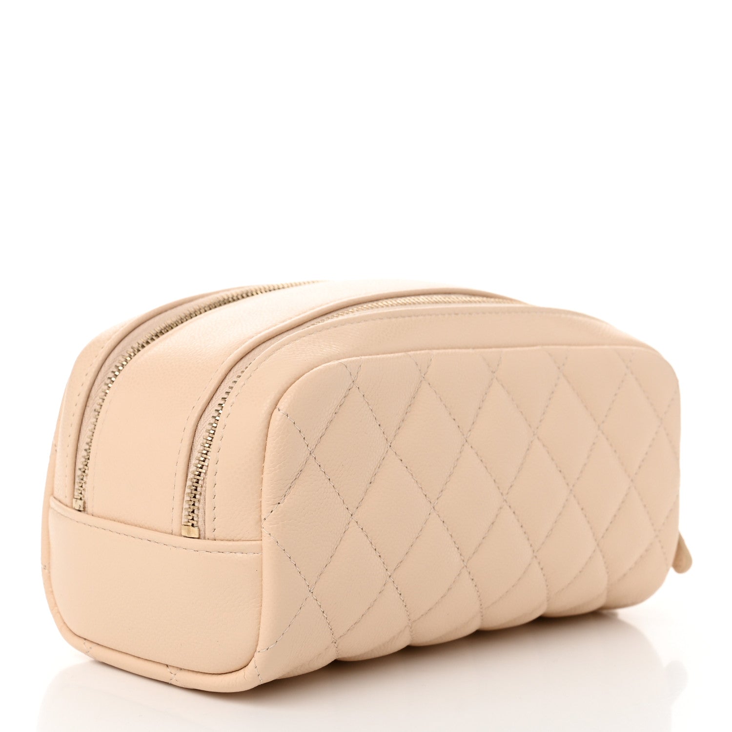 Chanel Caviar Quilted Toiletry Case With Chain Beige 3 of 11