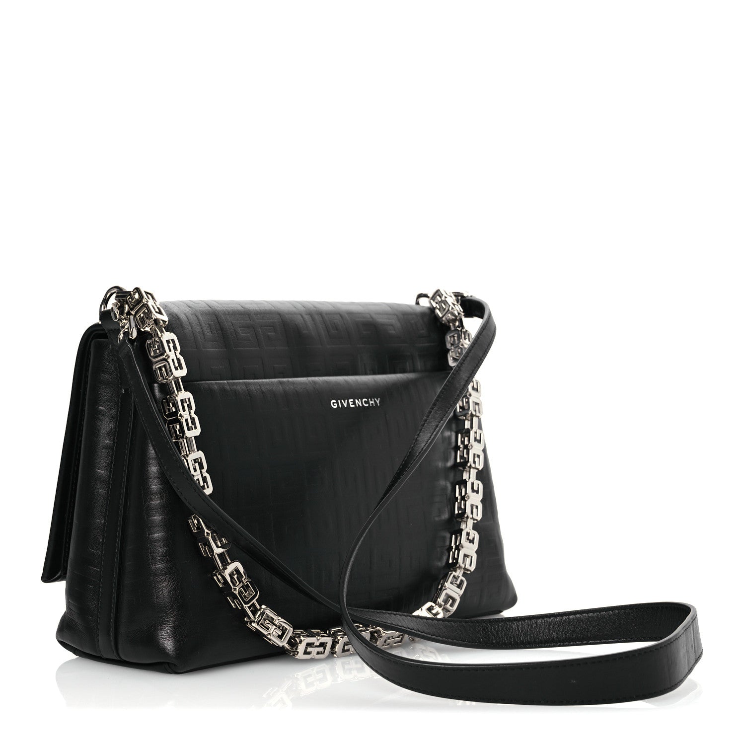Givenchy Soft Calfskin 4G Embossed Medium Shoulder Bag Black 3 of 13