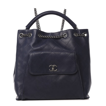 Chanel Calfskin Stitched Large Urban Luxury Drawstring Backpack Navy Blue 1 of 13
