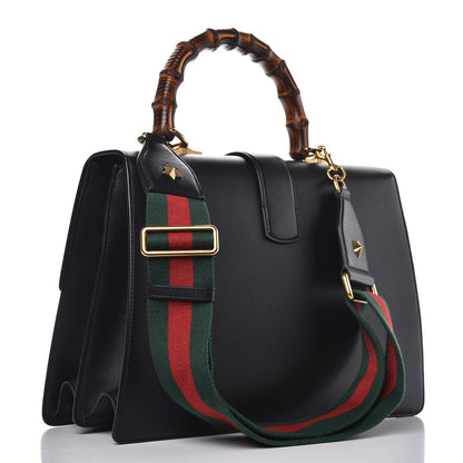Gucci Moon Calfskin Web Large Dionysus Bamboo Top Handle Bag Black 5 of 14