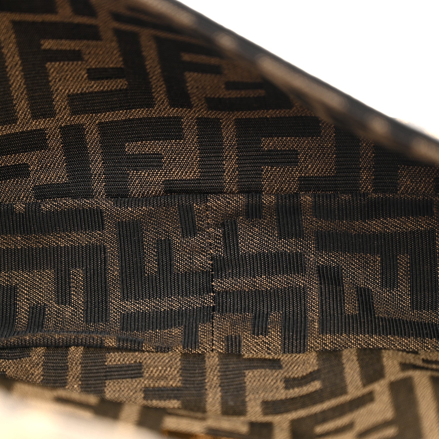 Fendi Fabric Jacquard FF 1974 Medium Baguette Tobacco Moro Black 5 of 10