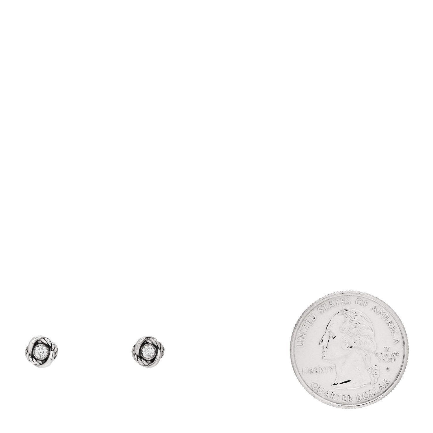 David Yurman Sterling Silver Diamond 7mm Infinity Stud Earrings 2 of 4