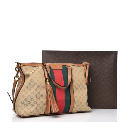 Gucci Monogram Web Medium Rania Top Handle Bag Sand 10 of 10