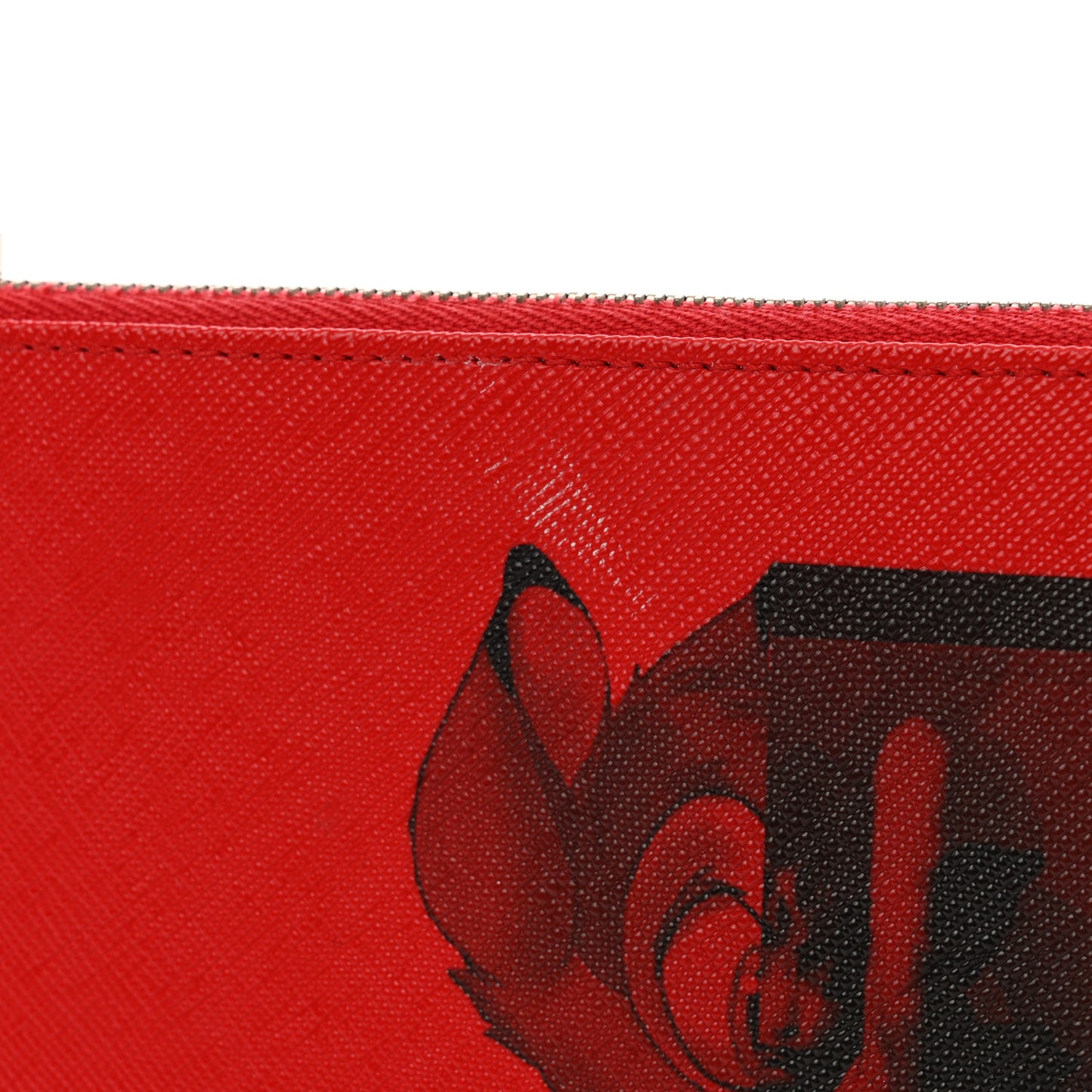 Textured Coated Canvas Bambi Print Medium Cosmetic Pouch Red
