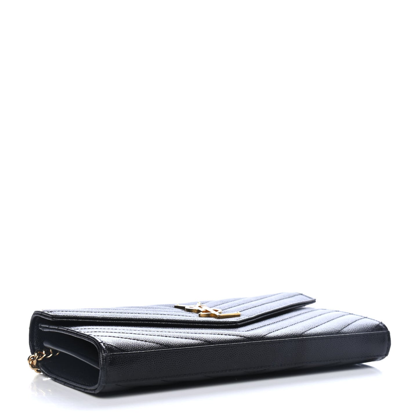 Grain De Poudre Matelasse Chevron Monogram Chain Wallet Black