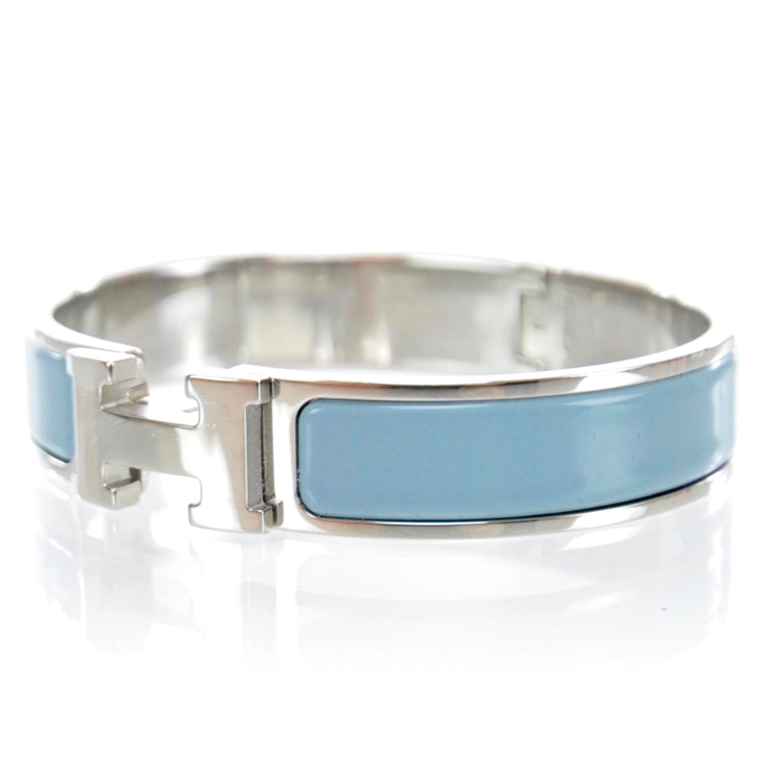 Hermes Narrow Enamel Clic Clac H Bracelet PM Bleu 4 of 8