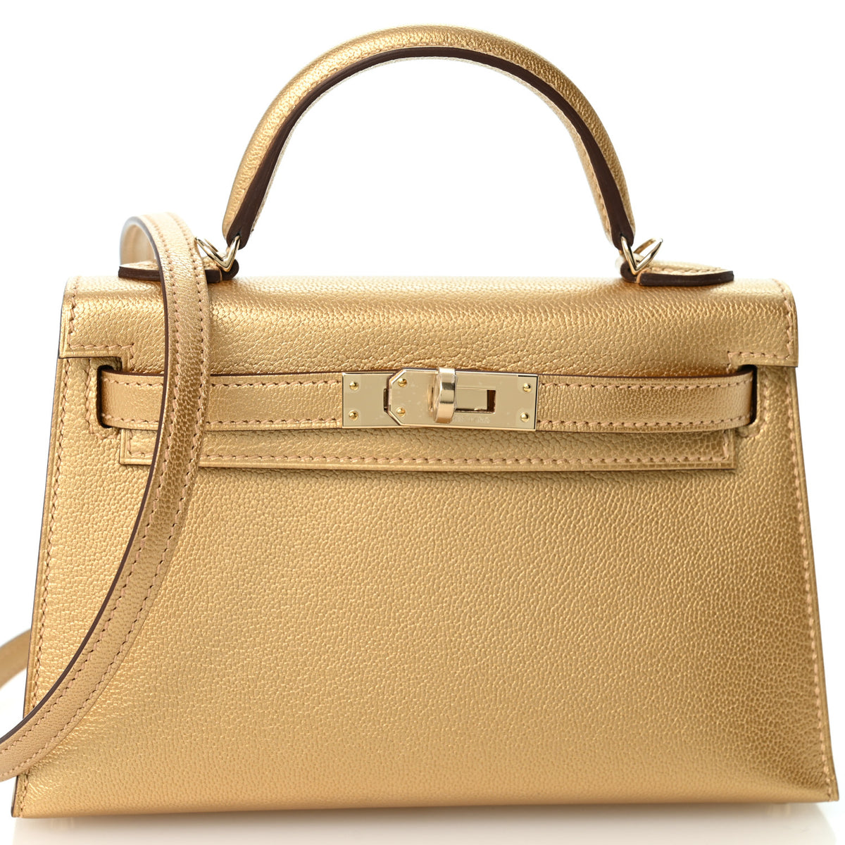Metallic Chevre Chamkilight Mini Kelly Sellier 20 Dore