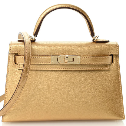 Hermes Metallic Chevre Chamkilight Mini Kelly Sellier 20 Dore 8 of 11