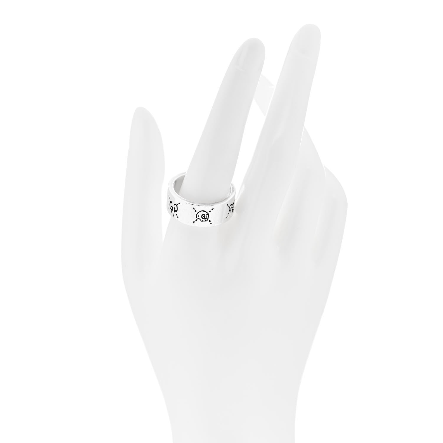 Gucci Sterling Silver GG Wide Band Ring 62 10 2 of 7