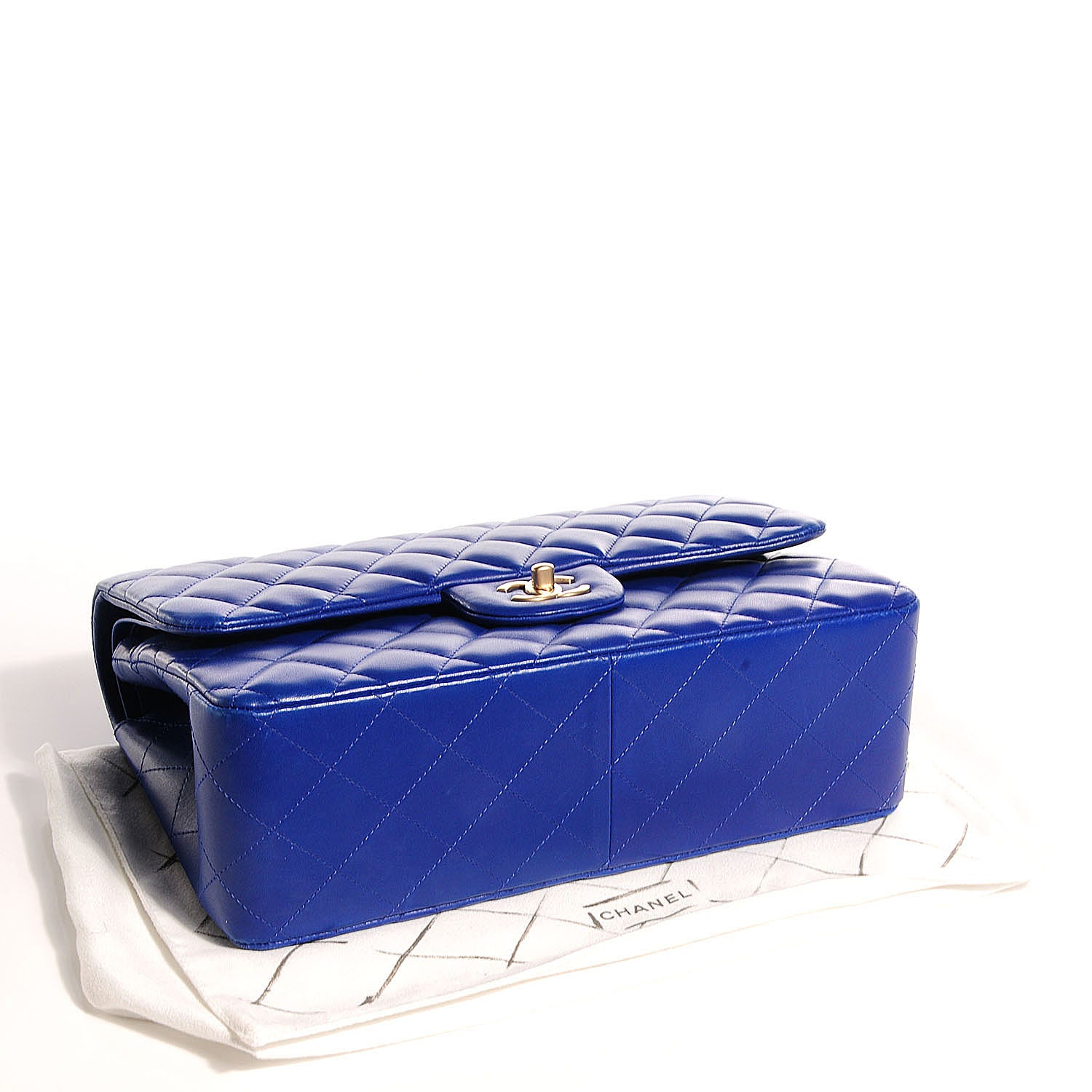 Chanel Lambskin Quilted Jumbo Double Flap Dark Blue 4 of 9
