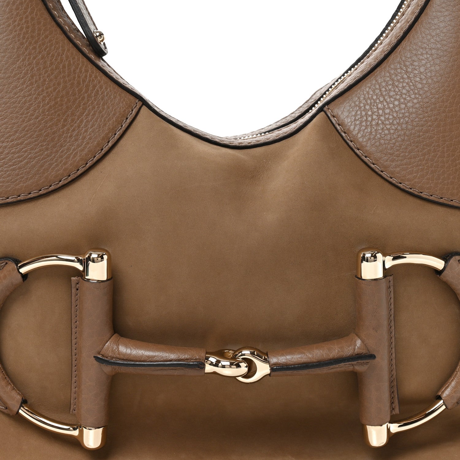 Gucci Calfskin Suede Large Horsebit Web Hobo Tan 8 of 10