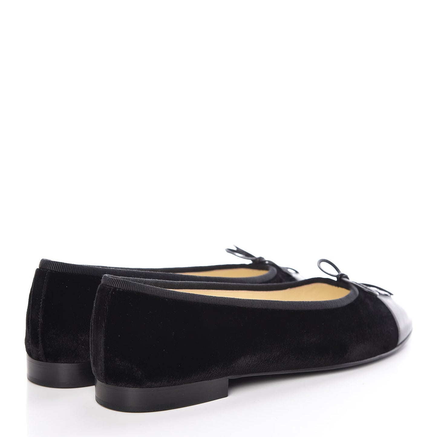 Velvet Lambskin Cap Toe Ballerina Flats 39 Black