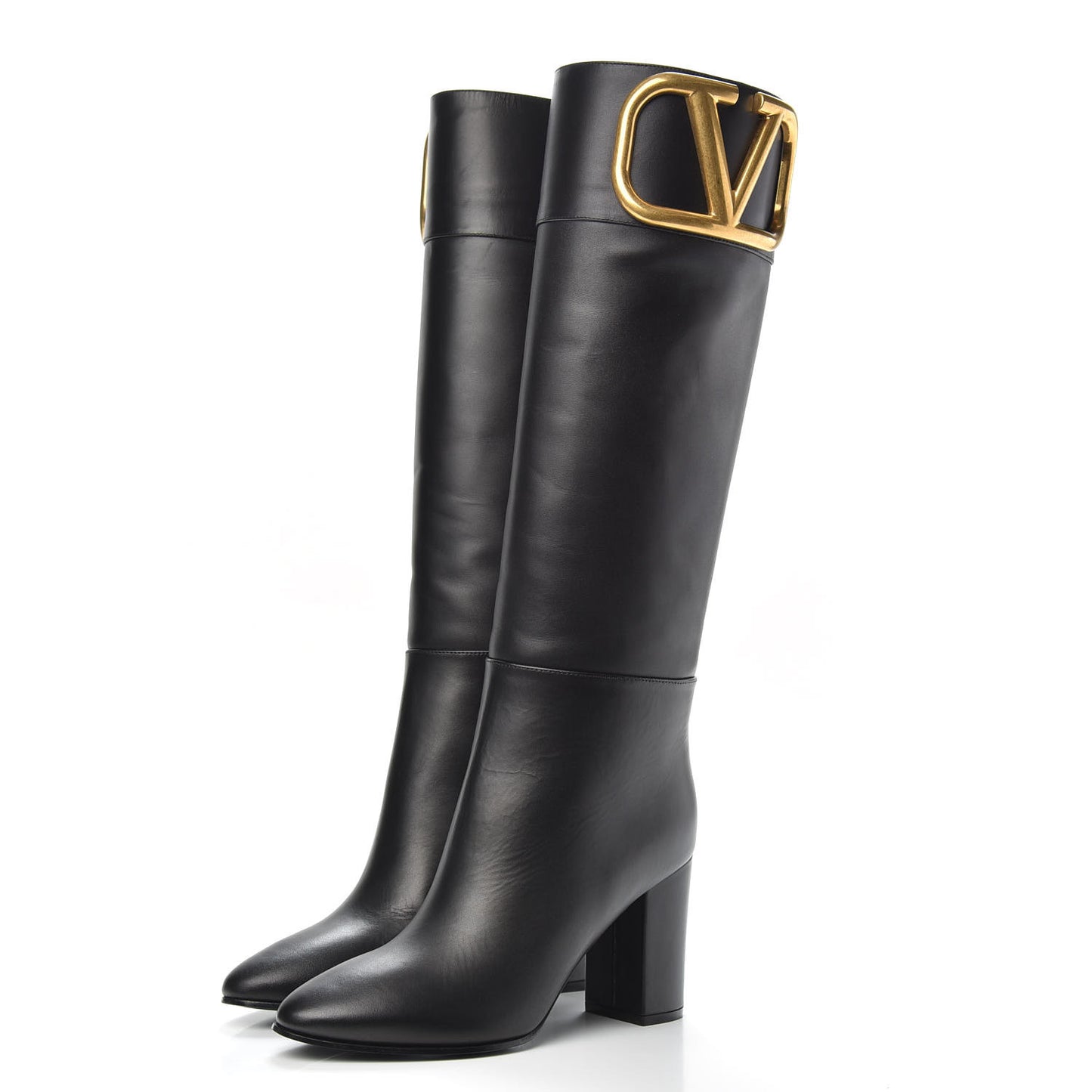 Calfskin Vlogo Knee High 85mm Boots 35 Black