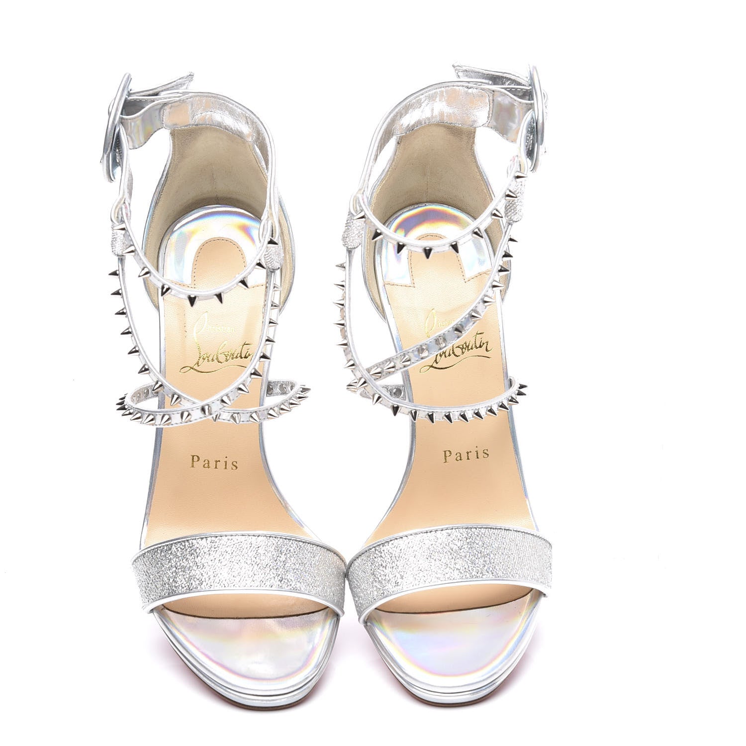 Christian Louboutin Lurex Specchio Choca Lux 120 Sandals 37 Silver 5 of 10