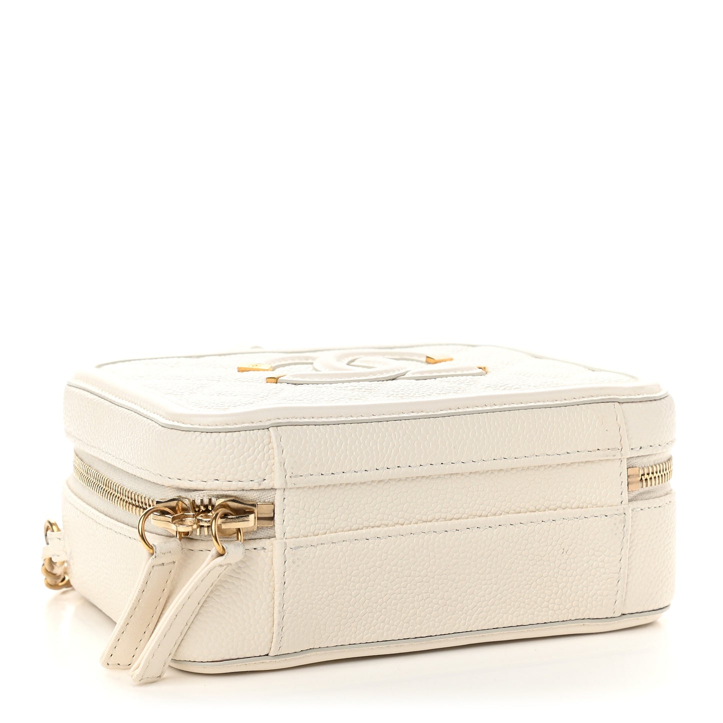 Caviar Quilted Small CC Filigree Vanity Case White