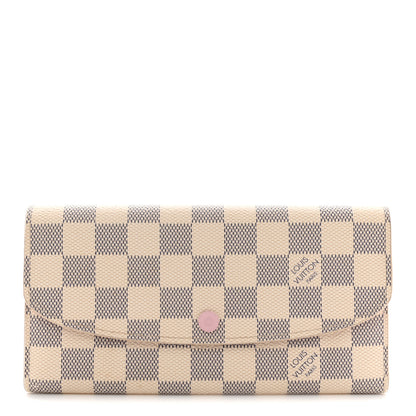 Louis Vuitton Damier Azur Emilie Wallet Rose Ballerine 1 of 10