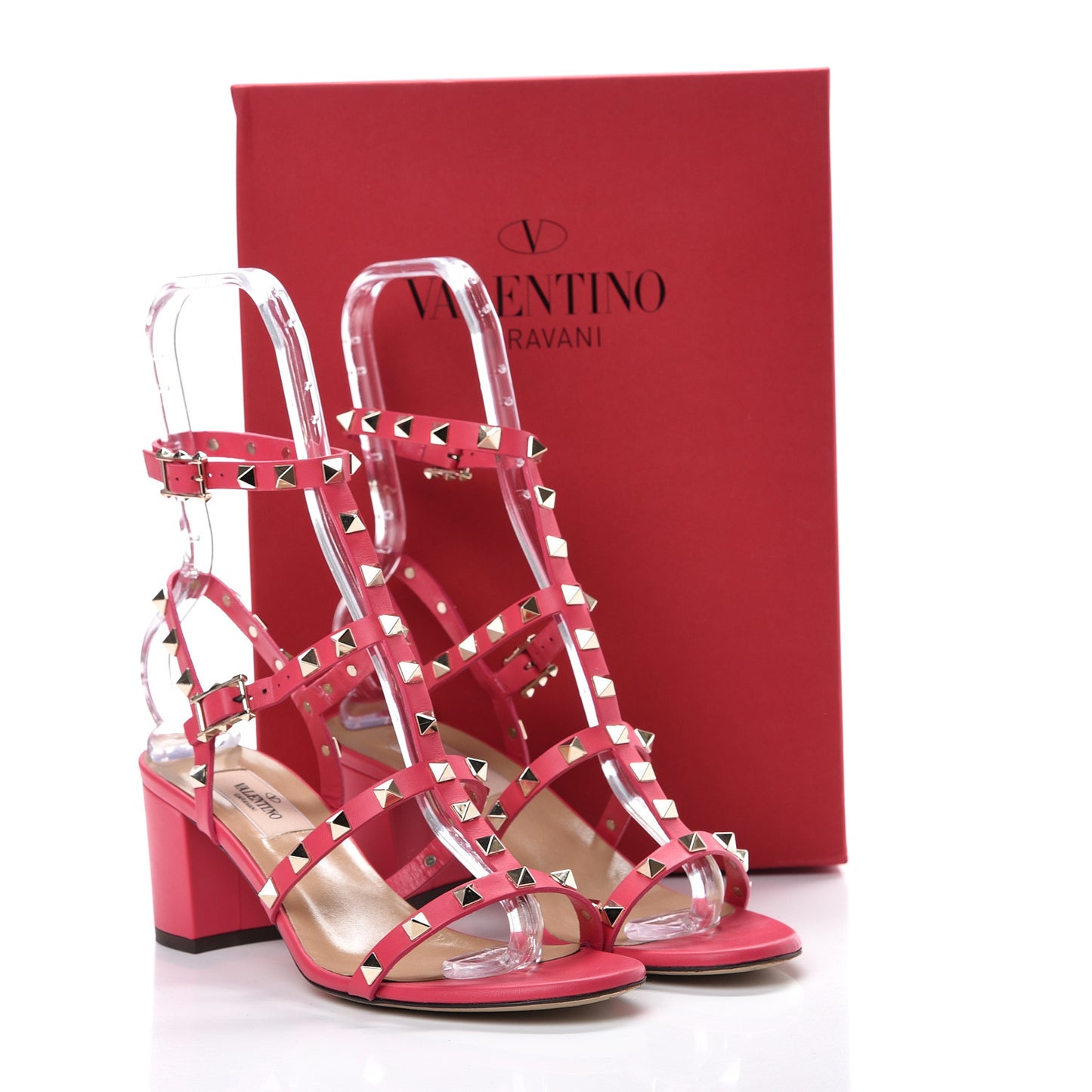 Calfskin Rockstud 60mm City Sandals 38 Fragola