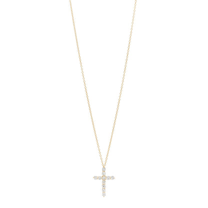 Tiffany 18K Yellow Gold Diamond Large Cross Pendant Necklace 1 of 5