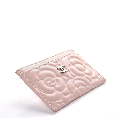 Chanel Lambskin Camellia Embossed Card Holder Nude 4 of 9