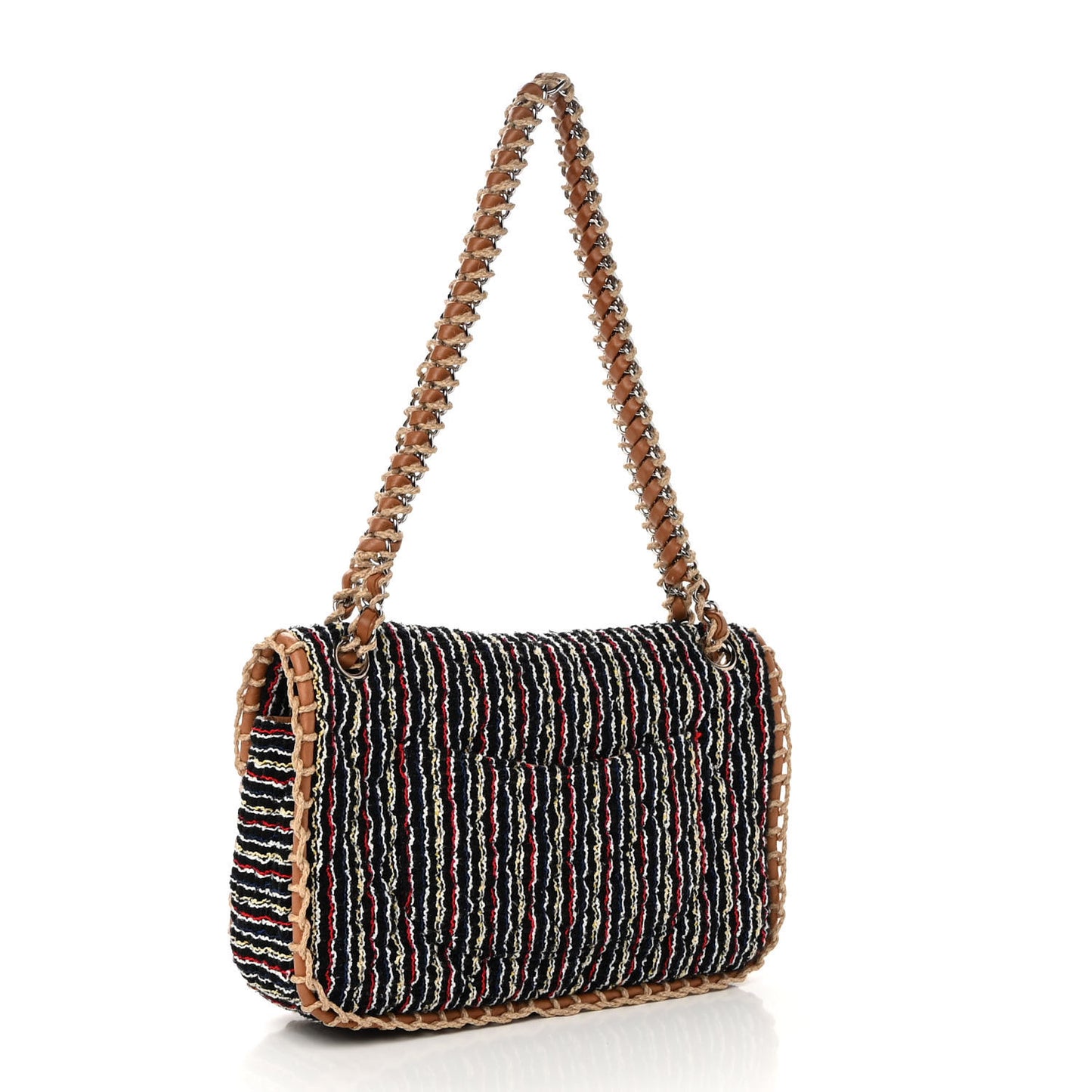 Tweed Woven Single Flap Beige Multicolor
