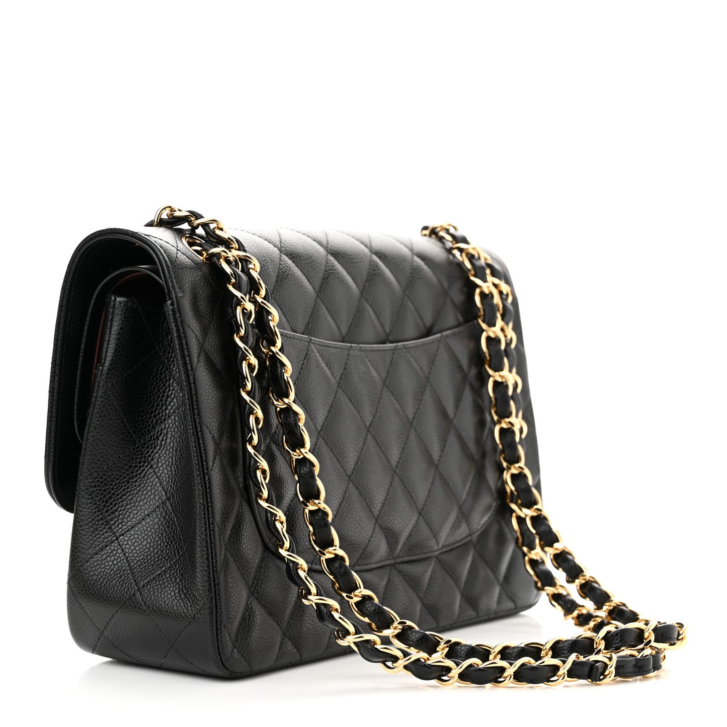 Caviar Quilted Jumbo Double Flap Black