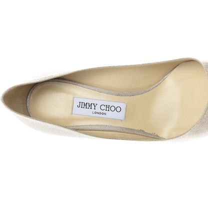 Jimmy Choo Metallic Linen Pointy Toe Romy 60 Pumps 39 Silver 7 of 9