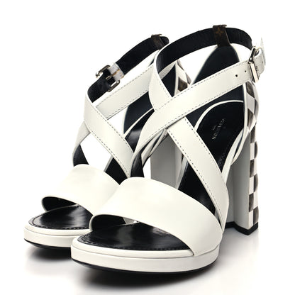 Louis Vuitton Calfskin Monogram Damier Tressage Matchmake Cross Sandals 40 White 3 of 8