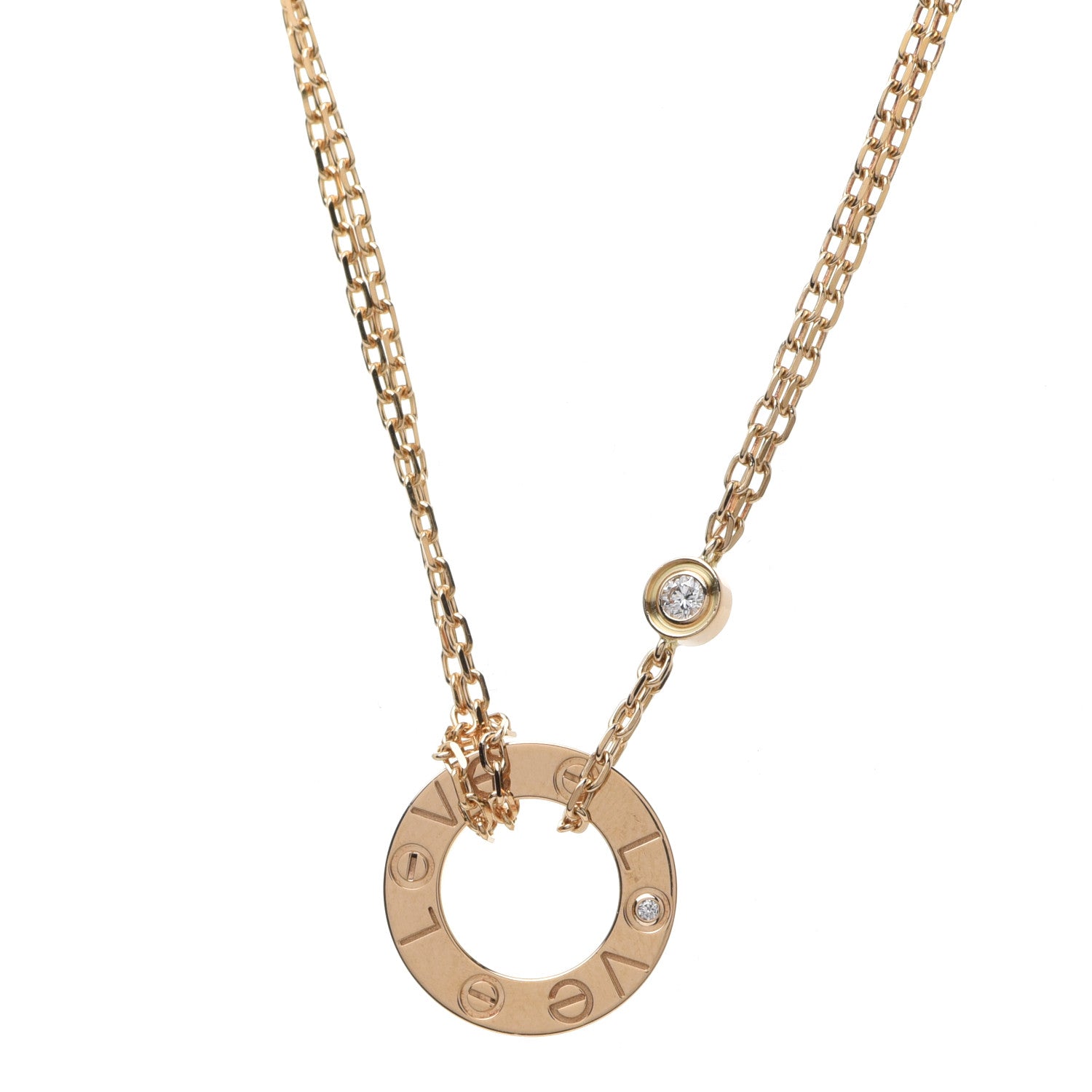 Cartier 18K Yellow Gold 2 Diamond LOVE Necklace 4 of 6