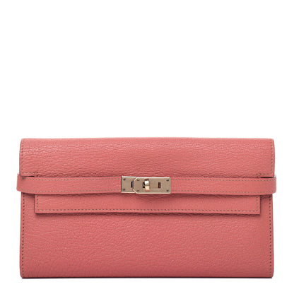 Hermes Chevre Mysore Kelly Longue Wallet Rose The 1 of 19