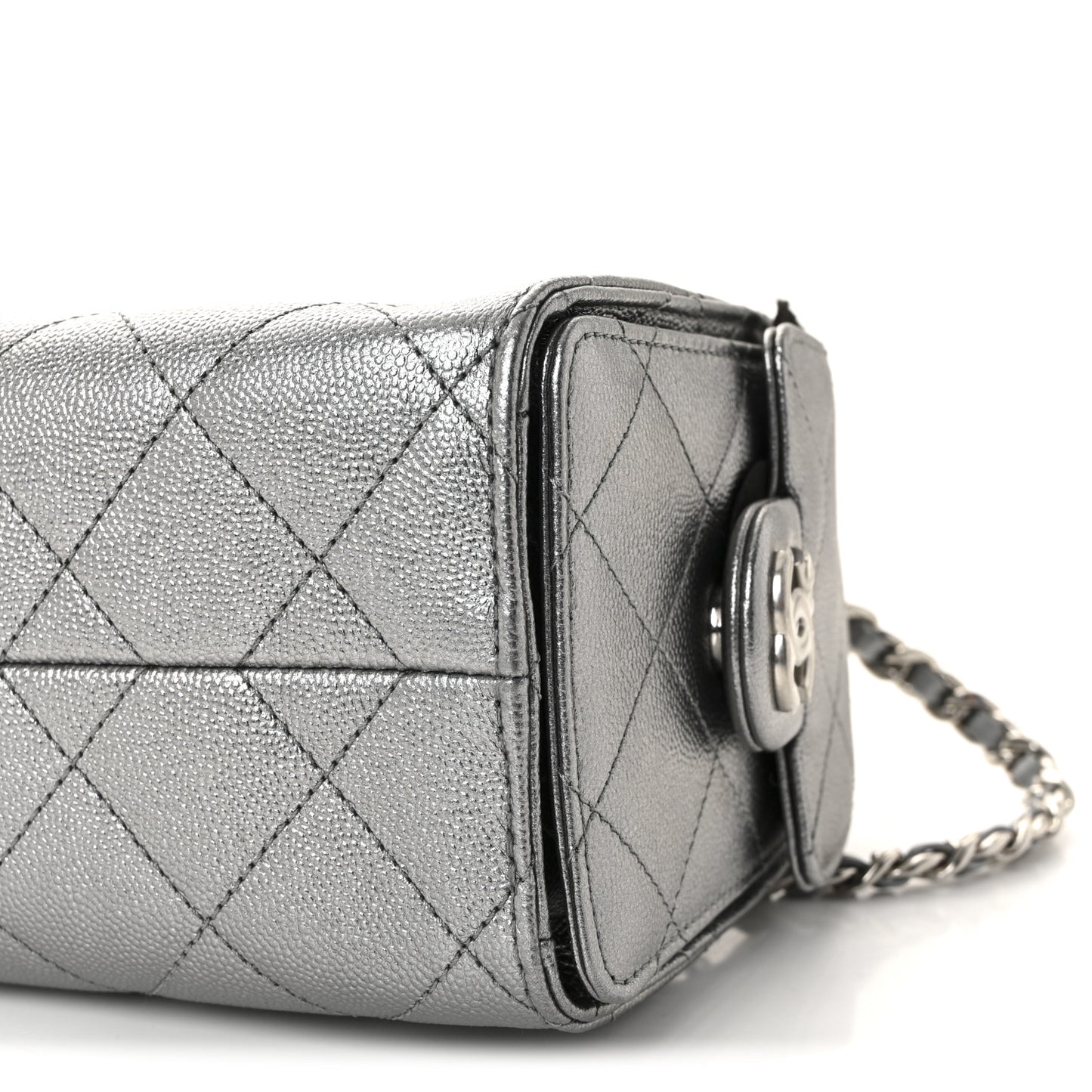 Metallic Caviar Quilted Mini Chanel 25 Handbag Anthracite