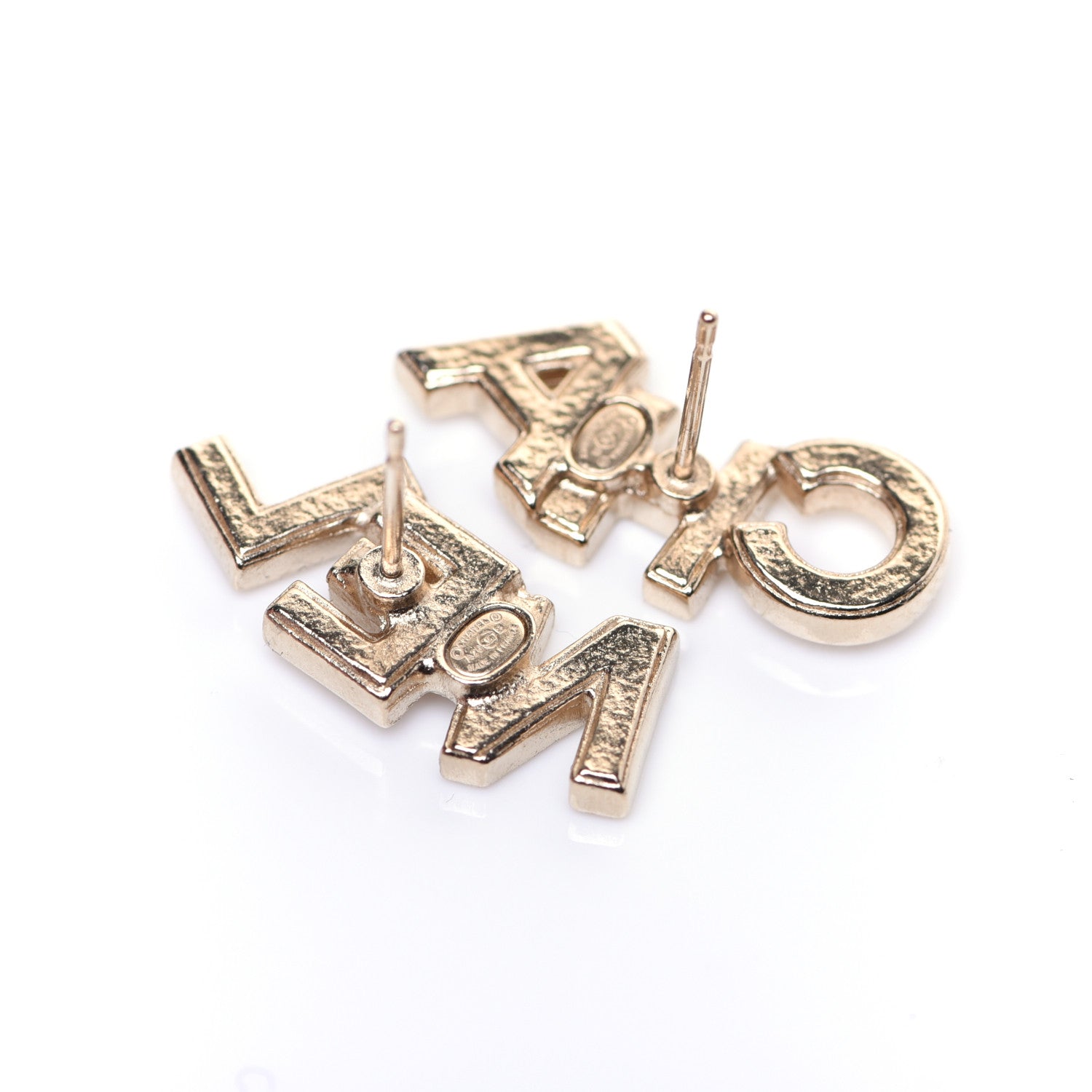 Chanel Crystal Pearl Signature Stud Earrings Gold 4 of 9
