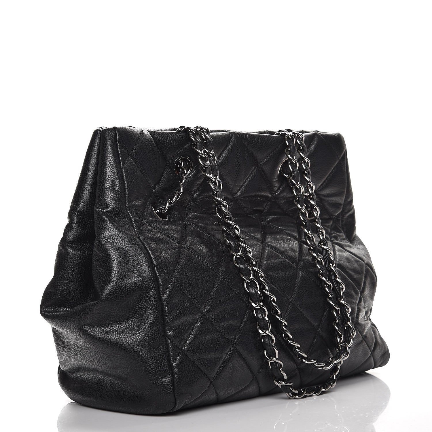 Chanel Soft Caviar Quilted Large Cells Tote Black 3 of 7
