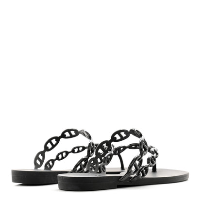 Hermes Rubber Chaine d'Ancre Island Sandals 36 Black 4 of 8