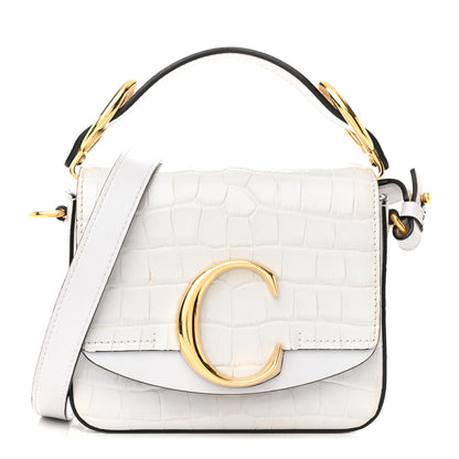 Chloe Crocodile Embossed Calfskin Mini C Double Carry Stormy Grey 1 of 13