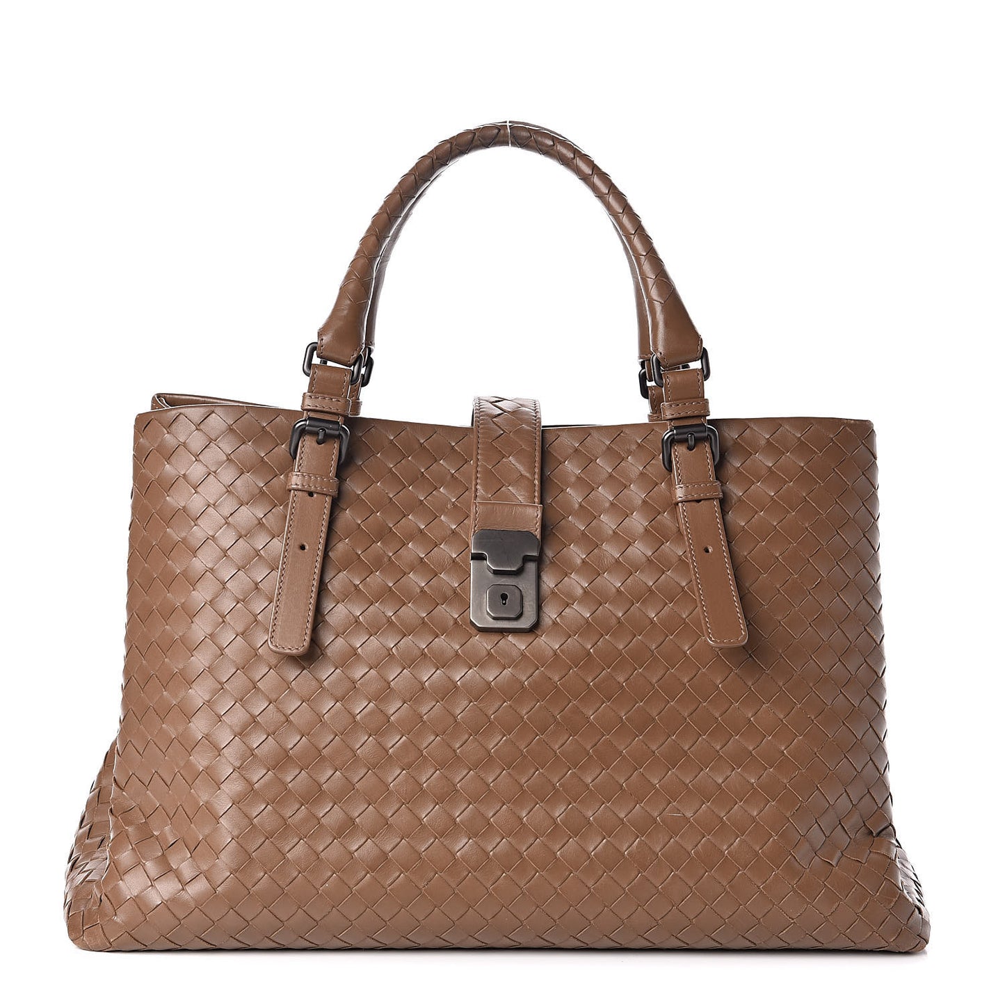 Nappa Intrecciato Medium Roma Tote Brown Taupe