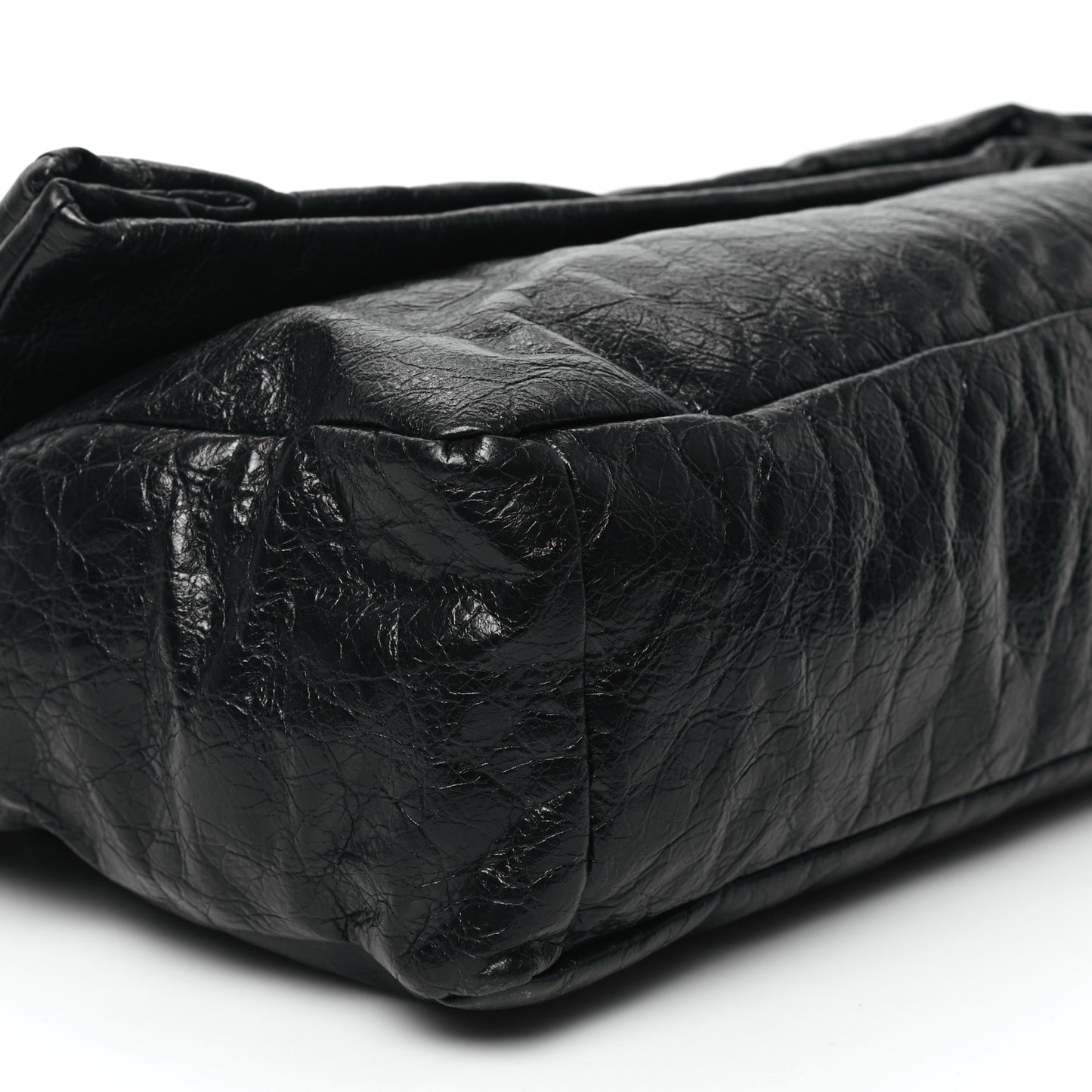 Arena Calfskin Large Monaco Chain Shoulder Bag Black