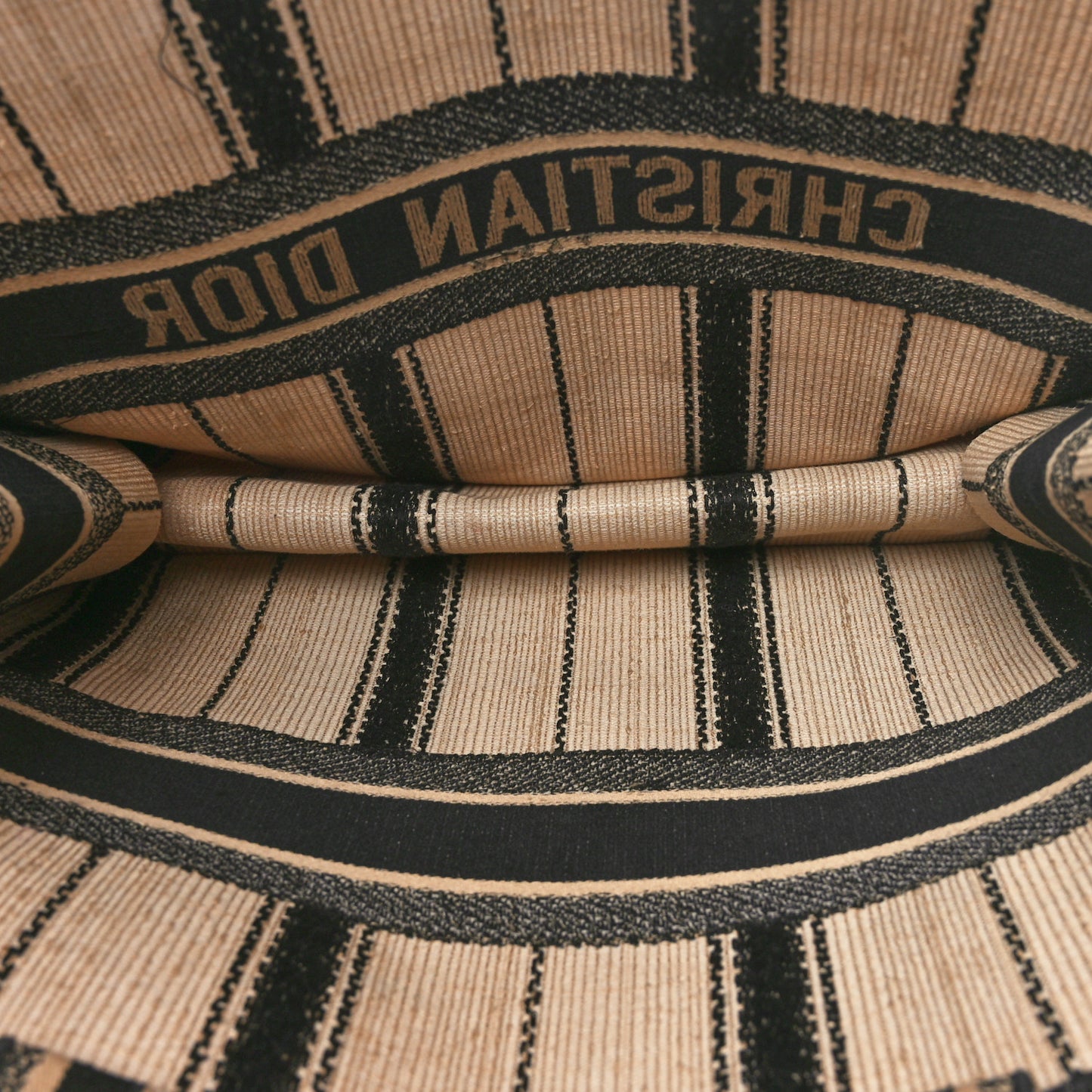 Canvas Embroidered Large Bayadere Book Tote Black Beige