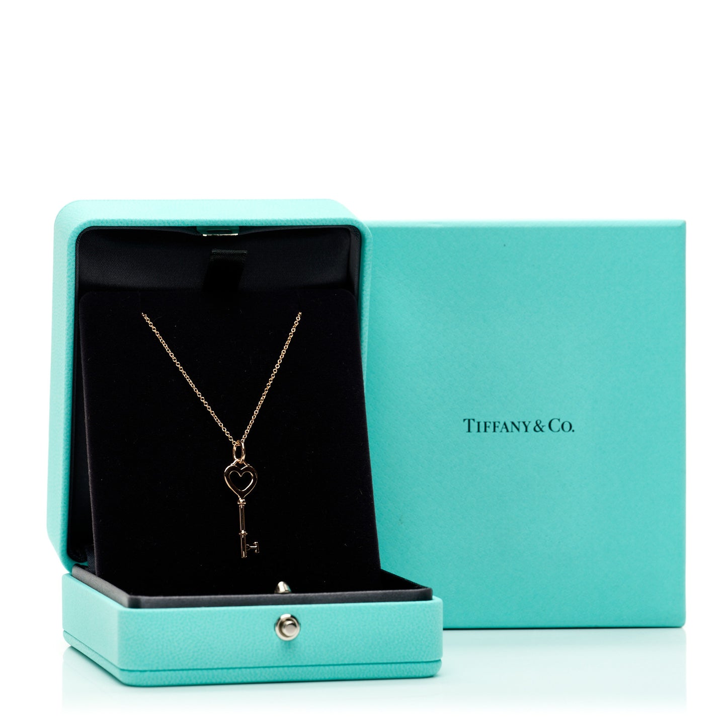 18K Rose Gold Mini Heart Key Pendant Necklace