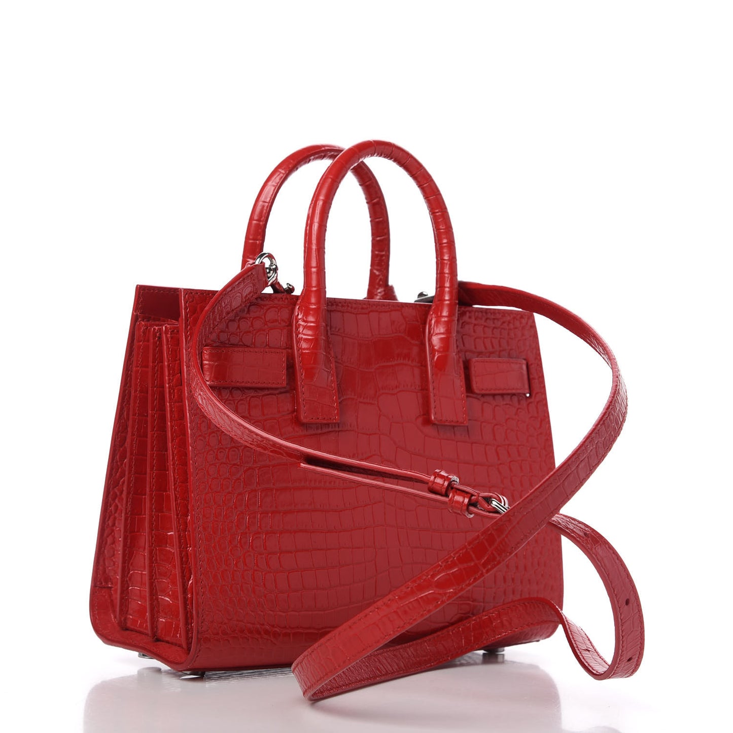 Calfskin Crocodile Embossed Nano Sac De Jour Red