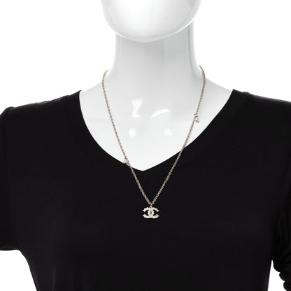 Chanel Crystal Pearl CC Pendant Necklace Gold 2 of 6