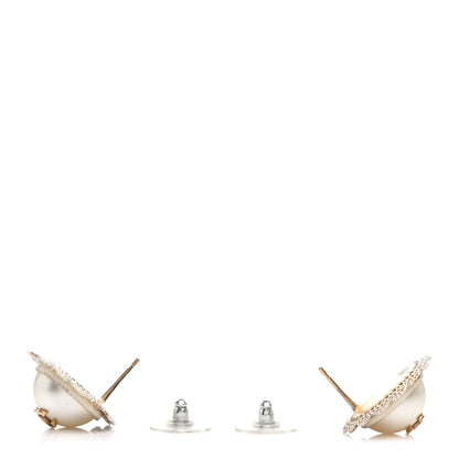 Chanel Pearl CC Round Earrings Light Gold 3 of 5