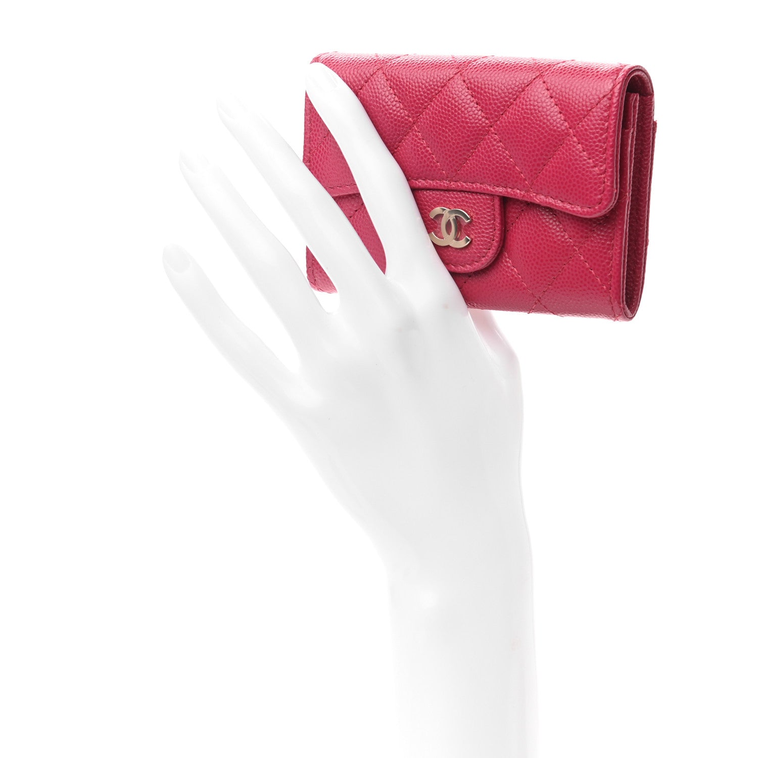 Chanel Caviar Quilted Flap Card Holder Wallet Dark Pink 2 of 7