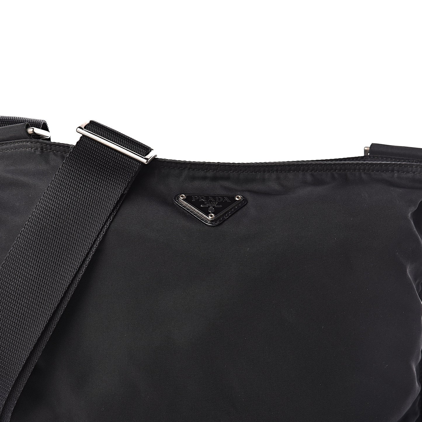 Nylon Flat Messenger Bag Black