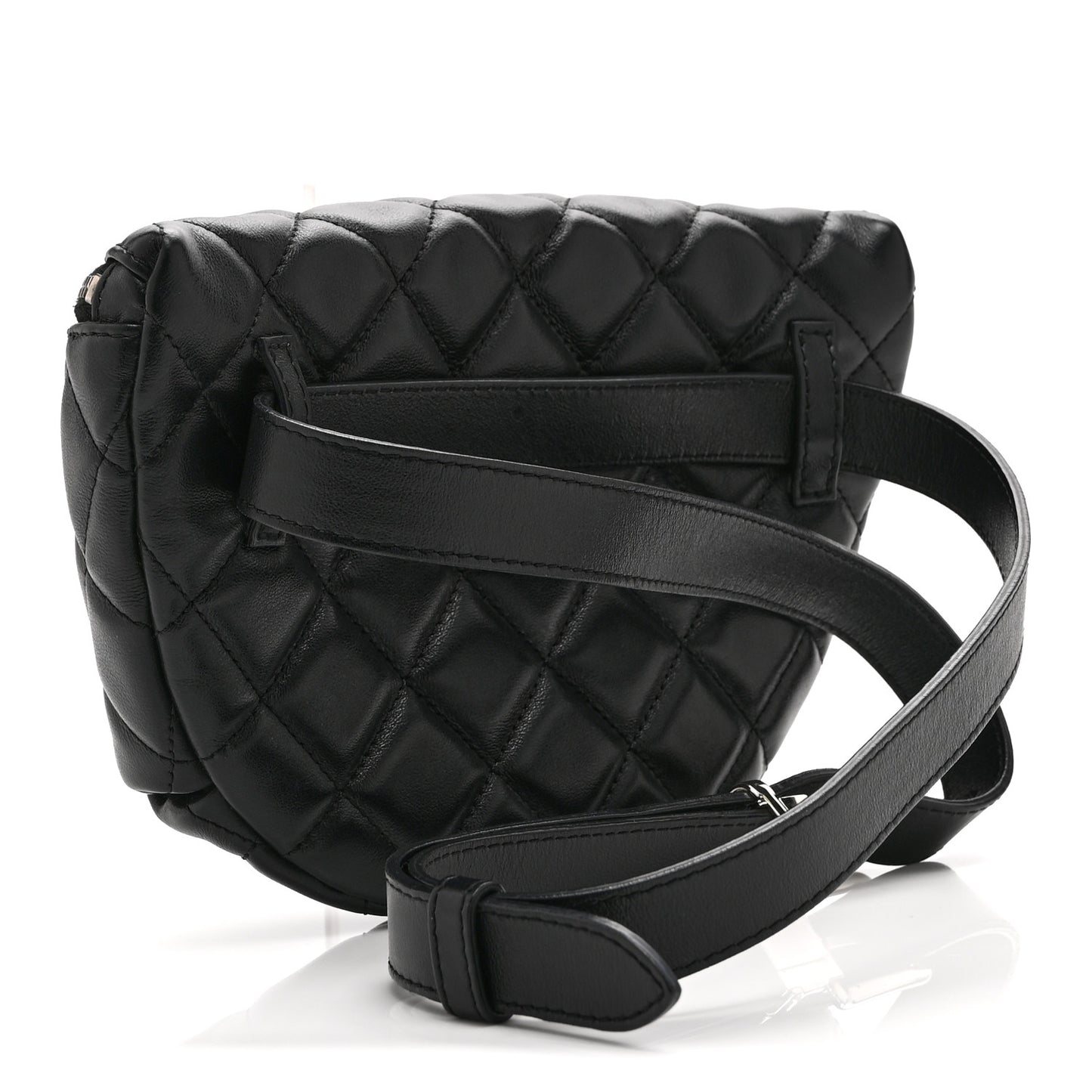 Calfskin Quilted Uniform Waist Belt Bag Black