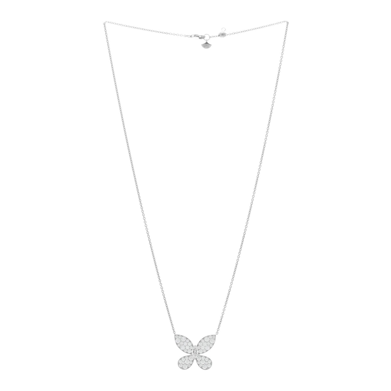 Graff 18K White Gold Diamond Butterfly Pendant Pave Necklace 2 of 5