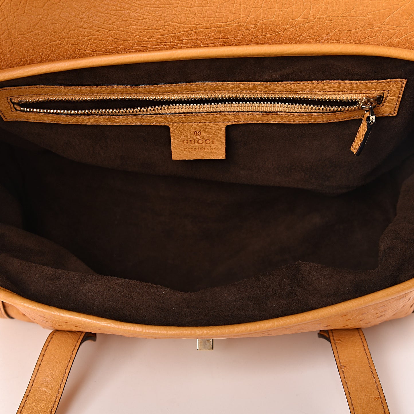 Ostrich Bamboo Bullet Bag Tan