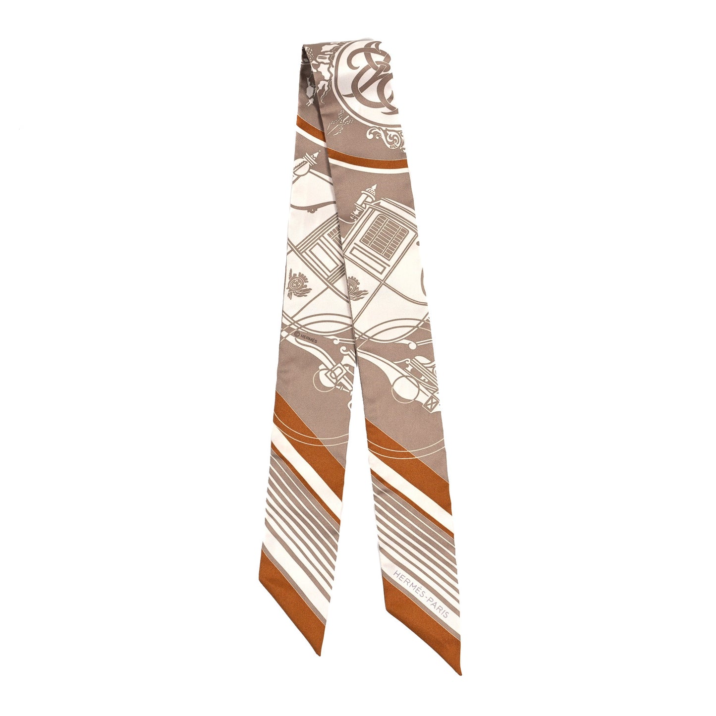 Silk Ex-Libris Twilly Beige White Caramel