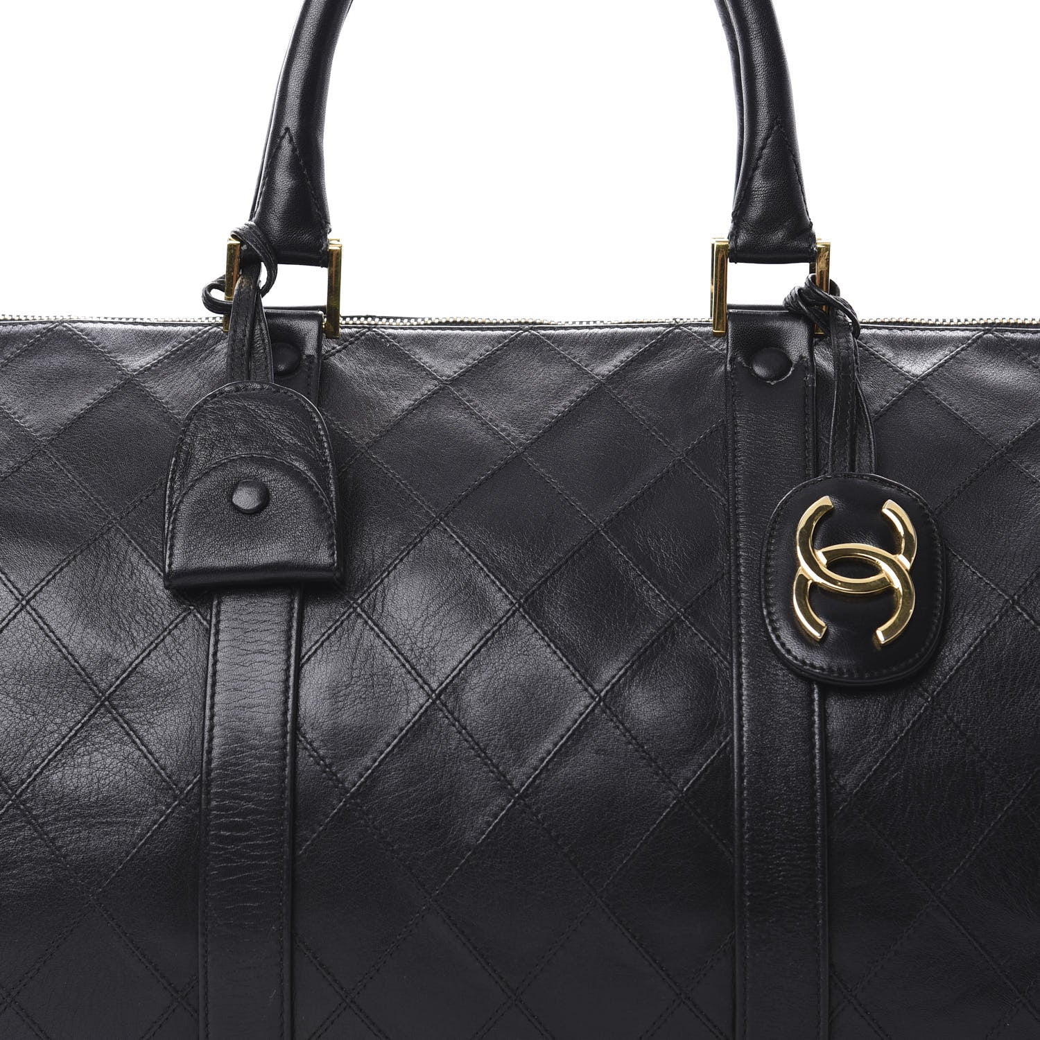 Chanel Calfskin Stitched CC Boston Black 8 of 21