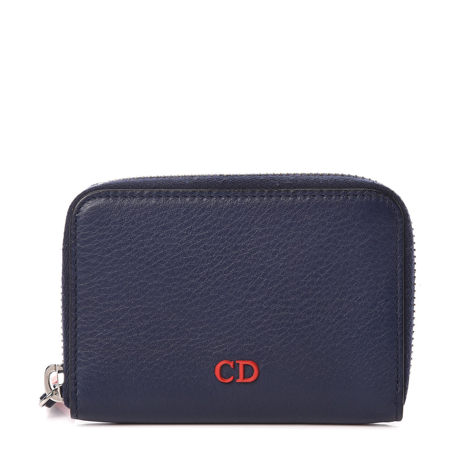 Grained Calfskin Compact Zip Wallet in Blue
