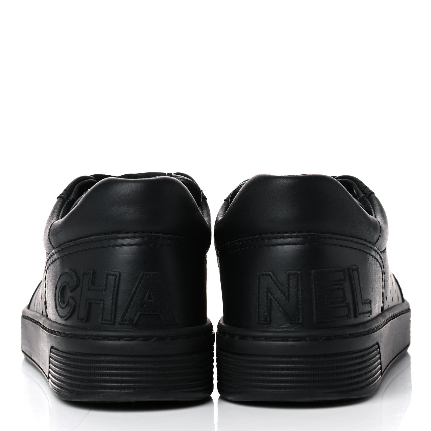 Chanel Calfskin Womens Logo Sneakers 39.5 Black 5 of 9